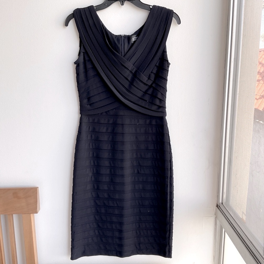 ADRIANNA PAPELL Elegant Classic Midi Little Black Dress ~ Size 4